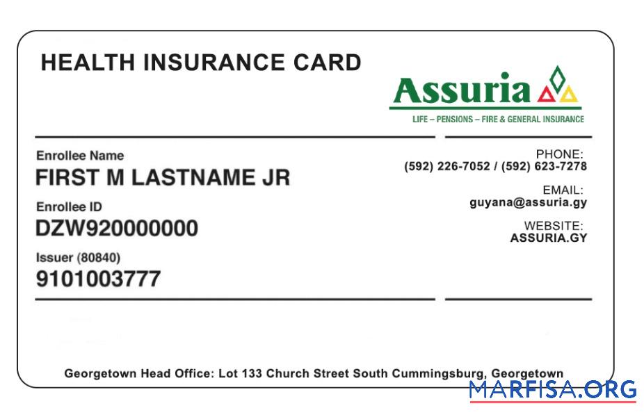 Downloadable Guyana health insurance card template